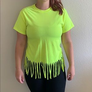 Neon yellow fringe t shirt